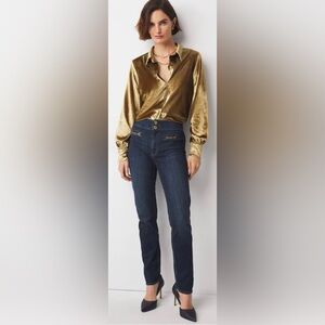 WHBM HIGH RISE HORSE-BIT SLIM FIT JEANS IN CURVY CUT SIZE 12